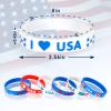 JUNEBRUSHS 42pcs 4th of July Party Favors Silicone Bracelets American Flag Red White and Blue Rubber Wristbands for Patriotic Independence Day Party Holiday Decorations Accessories Gift (6 Designs) view 2