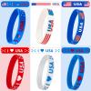 JUNEBRUSHS 42pcs 4th of July Party Favors Silicone Bracelets American Flag Red White and Blue Rubber Wristbands for Patriotic Independence Day Party Holiday Decorations Accessories Gift (6 Designs) view 3
