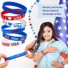 JUNEBRUSHS 42pcs 4th of July Party Favors Silicone Bracelets American Flag Red White and Blue Rubber Wristbands for Patriotic Independence Day Party Holiday Decorations Accessories Gift (6 Designs) view 4