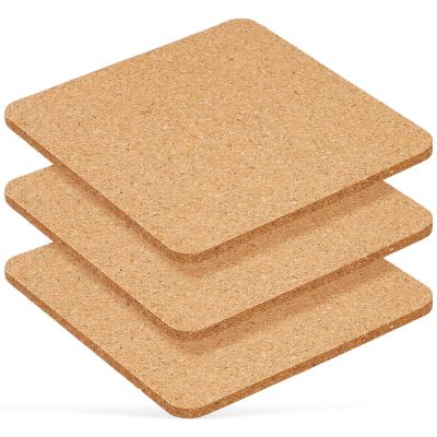 3pcs Square Cork for Drinks Reusable Absorbent Cup Mats Thick Natural Mats for Home Office Coffee Shop Protect Tabletops Keep Dry