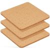 3pcs Square Cork for Drinks Reusable Absorbent Cup Mats Thick Natural Mats for Home Office Coffee Shop Protect Tabletops Keep Dry view 1