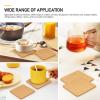 3pcs Square Cork for Drinks Reusable Absorbent Cup Mats Thick Natural Mats for Home Office Coffee Shop Protect Tabletops Keep Dry view 2