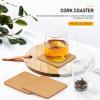 3pcs Square Cork for Drinks Reusable Absorbent Cup Mats Thick Natural Mats for Home Office Coffee Shop Protect Tabletops Keep Dry view 3