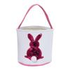 Ochine Easter Bunny Basket Egg Bags for Kids, Easter Bunny Basket Bag Easter Basket Canvas Cotton Carrying Gift and Eggs Hunt Bag Personalized Candy Egg Basket Rabbit Print Buckets Easter Decorations view 1