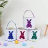 Ochine Easter Bunny Basket Egg Bags for Kids, Easter Bunny Basket Bag Easter Basket Canvas Cotton Carrying Gift and Eggs Hunt Bag Personalized Candy Egg Basket Rabbit Print Buckets Easter Decorations view 2