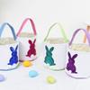 Ochine Easter Bunny Basket Egg Bags for Kids, Easter Bunny Basket Bag Easter Basket Canvas Cotton Carrying Gift and Eggs Hunt Bag Personalized Candy Egg Basket Rabbit Print Buckets Easter Decorations view 3