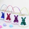 Ochine Easter Bunny Basket Egg Bags for Kids, Easter Bunny Basket Bag Easter Basket Canvas Cotton Carrying Gift and Eggs Hunt Bag Personalized Candy Egg Basket Rabbit Print Buckets Easter Decorations view 4