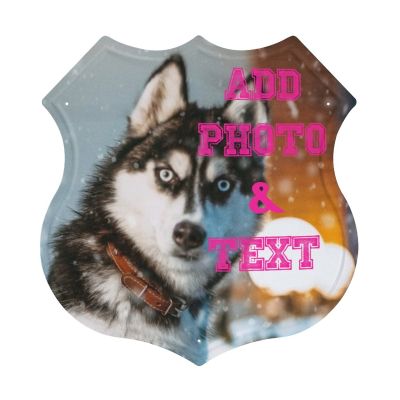 CECEKIS Custom Metal Signs, 12" X 12" Personalized Retro Poster Metal Tin Sign with Photo & Text for Outdoor & Indoor Wall Decor Home Bar, Man Cave, Garage (Shield)