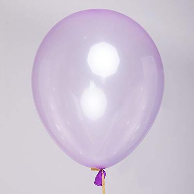 100pcs Crystal Pastel Clear Balloon, 12 inch Colorful Thick Transparent Party Latex Balloon for Wedding Birthday Baby Shower Party Decoration (Purple)