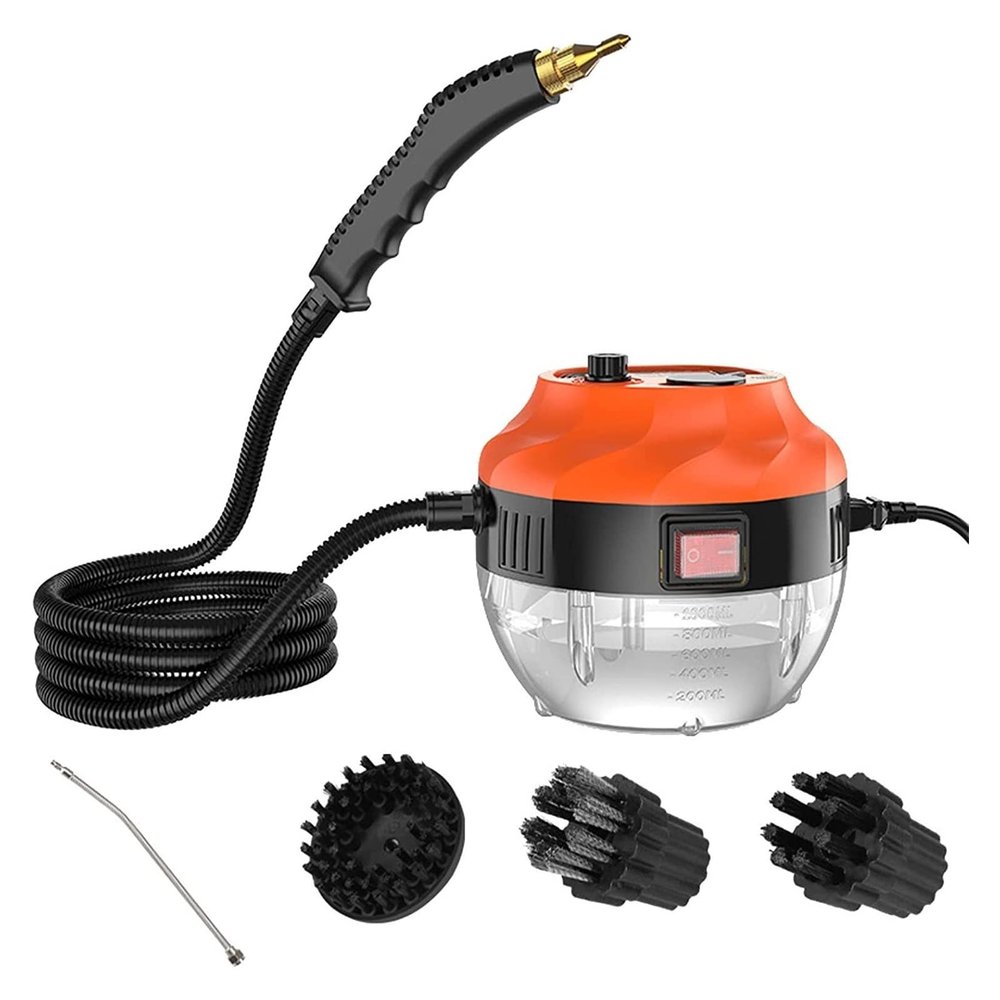 High Pressure Handheld Steam Cleaner,High Temperature Pressurized Steam Cleaning Machine with Brush Heads for Kitchen Furniture Bathroom Car (Color : Orange)