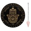 AHANDMAKER 7.8" Witch Pendulum Board, Wooden Dowsing Planchette with Rose Quartz Crystal Dowsing Pendulums Witchcraft Divination Tools for Spirit Altar Decoration - Hamsa view 1