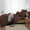 Duvet Cover 600 Thread Count 3 Piece Set with Zipper - 100% Egyptian Cotton Quilts & Comforters Protectors - Soft and Breatheable Beddings - Chocolate Solid, Eastern King. view 2