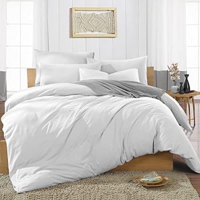 Duvet Cover 800 Thread Count 3 Piece Set with Zipper - 100% Egyptian Cotton Quilts & Comforters Protectors - Soft and Breatheable Beddings - White Solid, Oversize Queen.