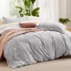 Bedsure Duvet Cover Queen Size - Reversible Grey Queen Duvet Cover Set with Zipper Closure, 3 Pieces Botanical Floral Patterned Bedding Set with 8 Corner Ties and 2 Pillow Shams view 2