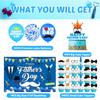 Happy Fathers Day Party Decorations, Happy Fathers Day Party Supplies Set Including Banner, Hanging Swirls, Latex Balloons, Cake Toppers, Tablecloth and Backdrop view 3