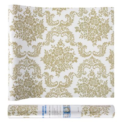 12 x 360 Inch Gold Shelf Liner for Kitchen Cabinets Non Adhesive Kitchen Drawer Liner, Waterproof Shelf Liner Durable Anti-Slip for Kitchen Cabinets Shelf Liner