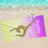 SunFancyCustom Gymnastics Leap Pastel Pink Beach Towel Personalized with Name Sandproof Bath Towels for Swim Sport 30 x 60 Inch view 4