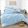 Duvet Cover 600 Thread Count 3 Piece Set with Zipper - 100% Egyptian Cotton Quilts & Comforters Protectors - Soft and Breatheable Beddings - Light Blue Solid, Oversize Queen. view 1