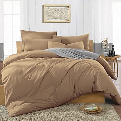 Duvet Cover 1000 Thread Count 3 Piece Set with Zipper - 100% Egyptian Cotton Quilts & Comforters Protectors - Soft and Breatheable Beddings - Taupe Solid, Cal King.