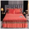OTBK Quilted Bedspread Coverlet King Queen Twin Size Thicken Bed Skirt 3PCS Lace Bedroom Decoration Bed Cover with 2 Pillowcases(B,180x220cm) view 1