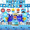 Happy Fathers Day Party Decorations, Happy Fathers Day Party Supplies Set Including Banner, Hanging Swirls, Foil Balloons, Latex Balloons, Cake Toppers and Tablecloth view 1