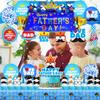 Happy Fathers Day Party Decorations, Happy Fathers Day Party Supplies Set Including Banner, Hanging Swirls, Foil Balloons, Latex Balloons, Cake Toppers and Tablecloth view 4