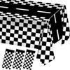 3 Packs Checkered Race Car Party Tablecloths Black and White Checkered Stripes Theme Party Touchdown Table Cover for Motor Racing Birthday Party Decorations Supplies Racing Party Favor, 54" x 108" view 1