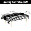 3 Packs Checkered Race Car Party Tablecloths Black and White Checkered Stripes Theme Party Touchdown Table Cover for Motor Racing Birthday Party Decorations Supplies Racing Party Favor, 54" x 108" view 2