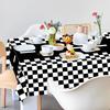 3 Packs Checkered Race Car Party Tablecloths Black and White Checkered Stripes Theme Party Touchdown Table Cover for Motor Racing Birthday Party Decorations Supplies Racing Party Favor, 54" x 108" view 3