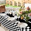 3 Packs Checkered Race Car Party Tablecloths Black and White Checkered Stripes Theme Party Touchdown Table Cover for Motor Racing Birthday Party Decorations Supplies Racing Party Favor, 54" x 108" view 4