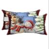 4 Packs Outdoor Chaise Longue Throw Pillow Covers Waterproof with Elastic Band,Christmas Snowman Beach Pool Lumbar Decorative Pillowcase Cushion Sham,Xmas Winter Snowy Tree Rustic Plaid Red 12x20 view 1