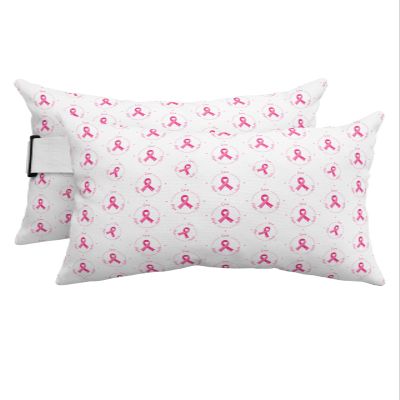 4 Packs Outdoor Chaise Longue Throw Pillow Covers Waterproof with Elastic Band,Breast Cancer Beach Pool Lumbar Decorative Pillowcase Cushion Sham,Pink Ribbon Inspirationa Energy Healing Thoughts 12x20