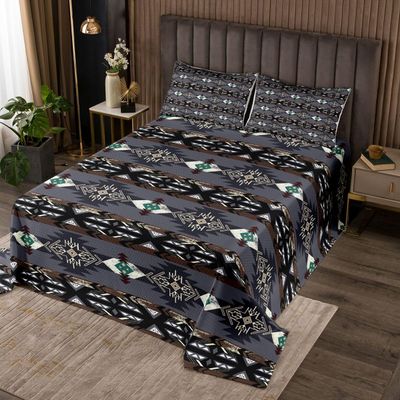 Erosebridal Western Boho Quilted Queen, Aztec Coverlet Set, Ethnic Tribal Arrow Bedspread, Southwestern Decor