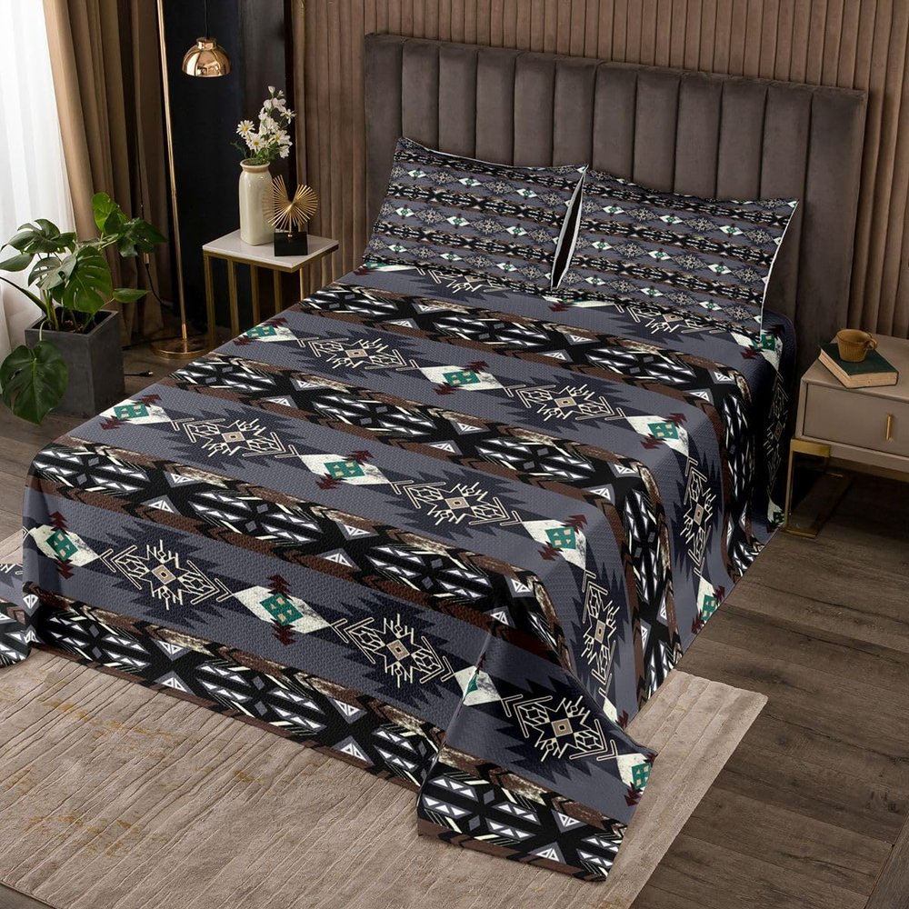 Erosebridal Western Boho Quilted Queen, Aztec Coverlet Set, Ethnic Tribal Arrow Bedspread, Southwestern Decor