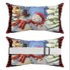 2 Packs Outdoor Chaise Longue Throw Pillow Covers Waterproof with Elastic Band,Christmas Snowman Beach Pool Lumbar Decorative Pillowcase Cushion Sham,Xmas Winter Snowy Tree Rustic Plaid Red 11x16 view 2