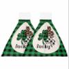 BOBOWUNY St Patricks Day 2 Pcs Hanging Kitchen Hand Towels, Irish Saint Buffalo Plaid Green White Leopard Shamrock Clover Super Soft Microfiber Tie Towels Aborbent Washcloth for Bathroom Oven Tea Bar view 1