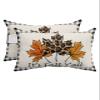 4 Packs Outdoor Chaise Longue Throw Pillow Covers Waterproof with Elastic Band,Fall Leaves Beach Pool Lumbar Decorative Pillowcase Cushion Sham,Thanksgiving Orange Leopard Buffalo Plaid Black 12x20 view 1