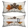 4 Packs Outdoor Chaise Longue Throw Pillow Covers Waterproof with Elastic Band,Fall Leaves Beach Pool Lumbar Decorative Pillowcase Cushion Sham,Thanksgiving Orange Leopard Buffalo Plaid Black 12x20 view 2