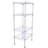 4-Wire Shelving Metal Standing Shelf Units, Storage Rack Adjustable Shelves XM-207S Rectangle Carbon Steel Metal Assembly Shelf for Laundry Bathroom Kitchen Pantry Closet Silver Gray view 1