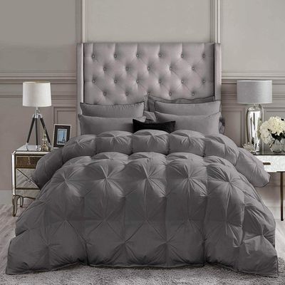 Favor Homes Queen Comforter Set 5 Piece All Season Dark Grey Comforter Queen (88'' x 92'') Size Cotton 500 GSM Lightweight