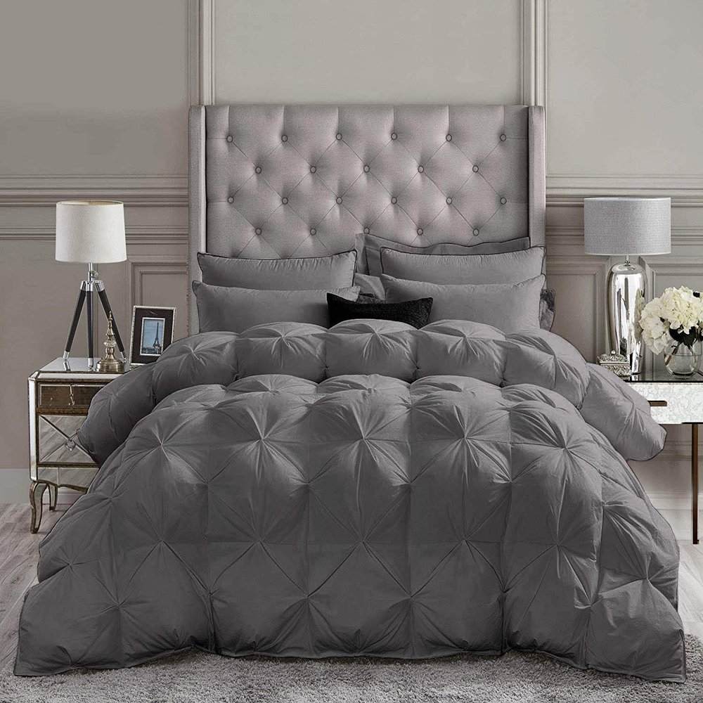 Favor Homes Queen Comforter Set 5 Piece All Season Dark Grey Comforter Queen (88'' x 92'') Size Cotton 500 GSM Lightweight