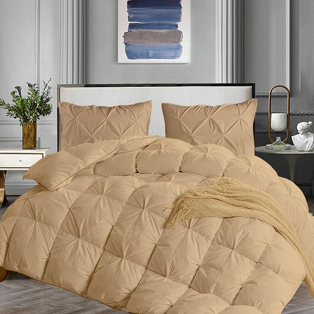 Favor Homes Queen Comforter Set 5 Piece All Season Taupe Comforter Queen (88'' x 92'') Size Cotton 500 GSM Lightweight