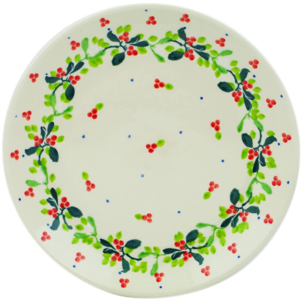 Polmedia Polish Pottery Dessert Plate - Seasonal Berry Pattern Handmade in Boleslawiec Poland by Ceramika Artystyczna + Certificate of Authenticity