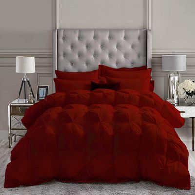 Full Comforter Set 5 Piece All Season Burgundy Comforter Full (90'' x 90'') Size Cotton 500 GSM Lightweight