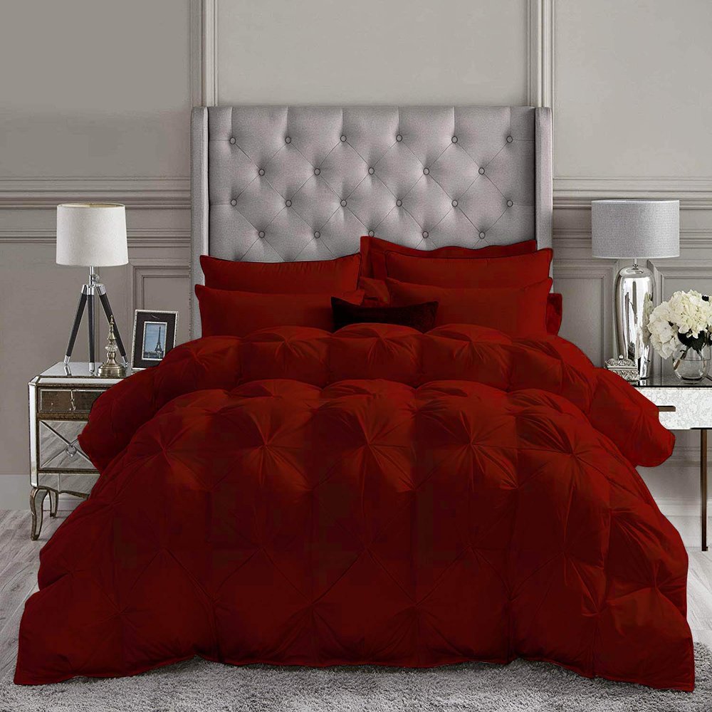 Full Comforter Set 5 Piece All Season Burgundy Comforter Full (90'' x 90'') Size Cotton 500 GSM Lightweight