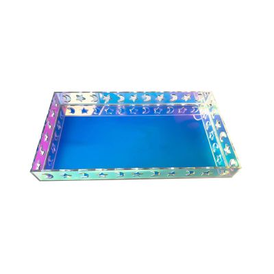 AMLESO Bathroom Tray Decorative Tray Iridescent Perfume Tray Organizer for Bathroom Countertop Home Decor