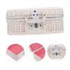 YARNOW 1pc Rattan Suitcase Wicker Purse Rattan Storage Basket Seagrass Organizer Container Handwoven Case Square Basket Retro Style Suitcase Tableware Polyester White Travel With Cover view 4