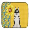 Caroline's Treasures WDK5490DDM Summer Sunflowers Black Siberian Husky Dish Drying Mat Absorbent Dish Drying Mat Pad for Kitchen Counter Dish Drainer Mat for Countertop, 14 x 21", Multicolor view 1