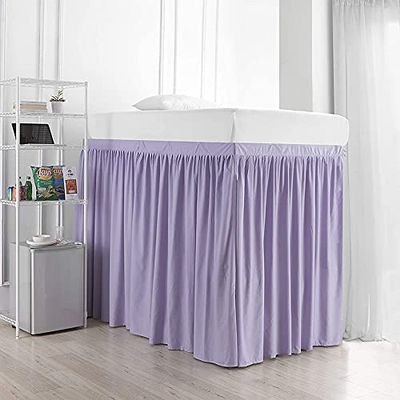 RoyalBeddingKing 850 Thread Count Egyptian Cotton Lilac Split Corner Gather Ruffled Extra Long Dorm Room Bed Skirt with Ties and Three Side Coverage in Twin XL Size (39" x 80"+ 60" inch Drop)