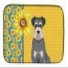 Caroline's Treasures WDK5477DDM Summer Sunflowers Salt Pepper Natural Ears Schnauzer Dish Drying Mat Absorbent Dish Drying Mat Pad for Kitchen Counter Dish Drainer Mat for Countertop, 14 x 21", Multic view 1